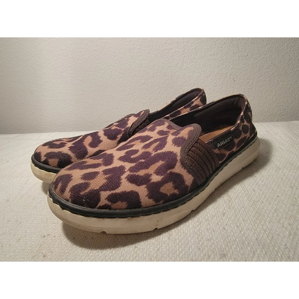 Ariat Canvas Flats Ryder Leopard‎ Print Women's 9B Slip On Shoes EU 40M